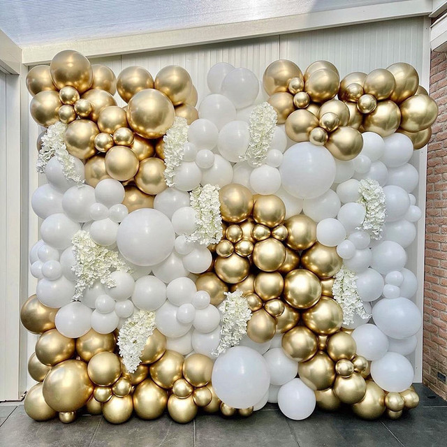 Latex Balloon Arch Kit White Gold Confetti Metallic Wedding Birthday Party  Decorations Baby Shower